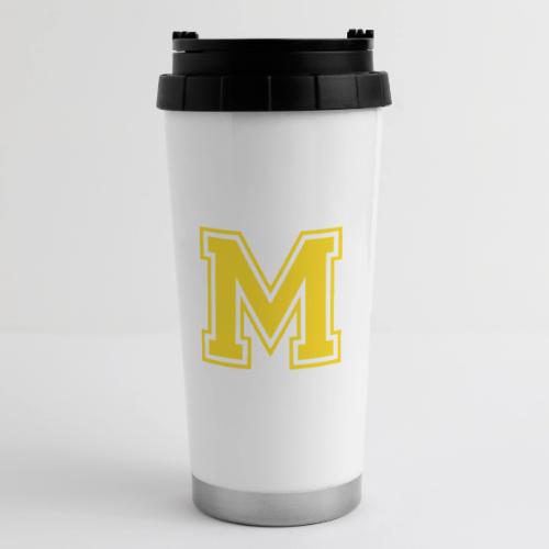 Letter M – Capital Athletic Alphabet Monogram - 16 oz Travel Mug