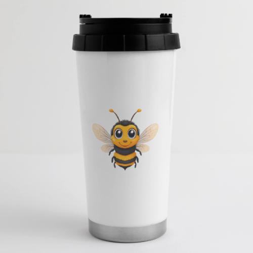 Happy Cartoon Baby Bee with Open Wings - 16 oz Travel Mug