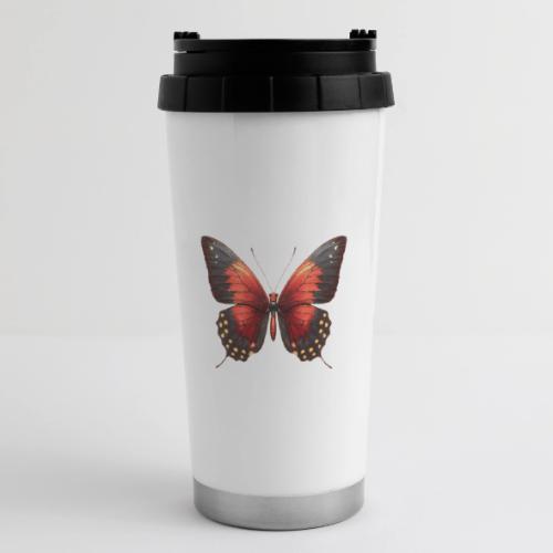 Bright Red, Black, and Yellow Butterfly - 16 oz Travel Mug