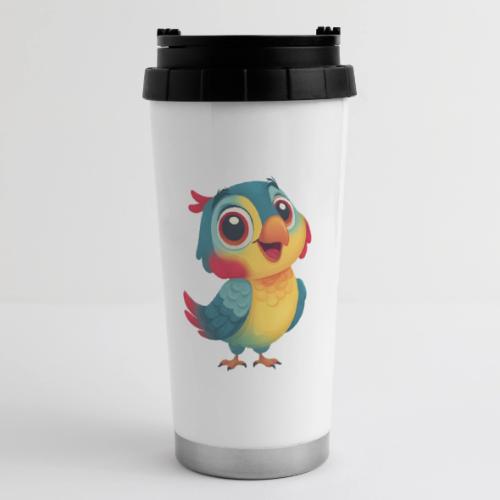 Bright Cartoon Parrot with Joyful Expression - 16 oz Travel Mug