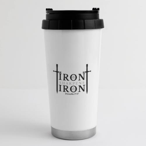 Iron Sharpens Iron - Proverbs 27:17 (Black & Grey) - 16 oz Travel Mug