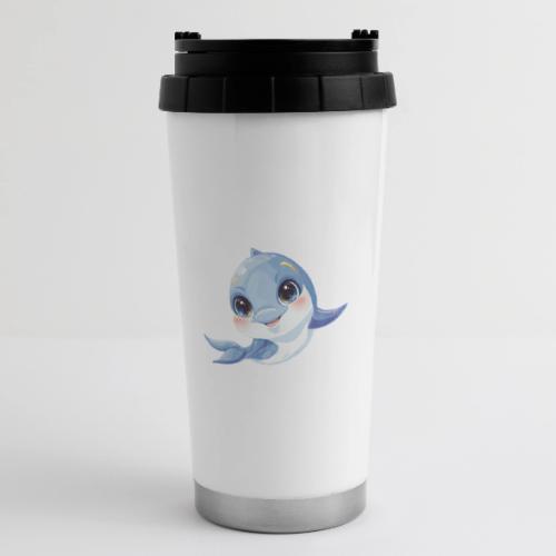 Joyful Blue-White Baby Dolphin - 16 oz Travel Mug