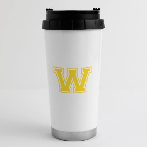Letter W – Capital Athletic Alphabet Monogram - 16 oz Travel Mug