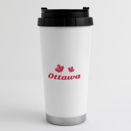 Ottawa with two red maple leaves - 16 oz Travel Mug