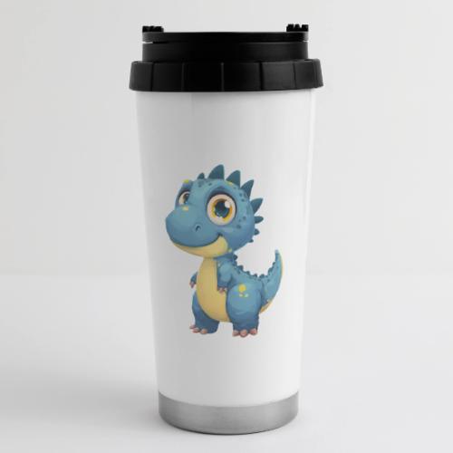 Smiling Blue and Yellow Baby Dinosaur - 16 oz Travel Mug