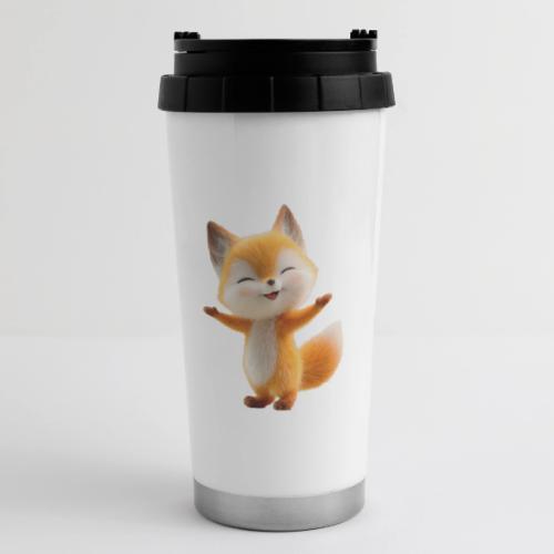 Cute 3D Cartoon Fox Standing Arms Up - 16 oz Travel Mug