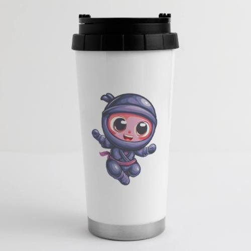 Joyful Cartoon Baby Ninja Jumping in Action - 16 oz Travel Mug