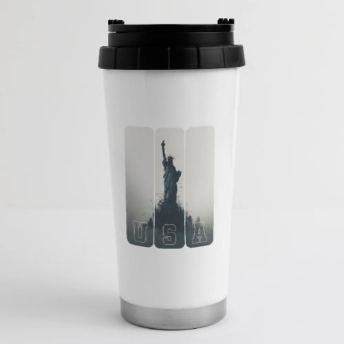 USA: Liberty Rising Over Manhattan - 16 oz Travel Mug