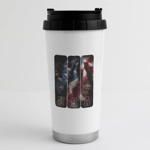 USA: Worn Stars and Stripes - 16 oz Travel Mug