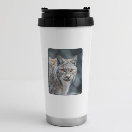 Lynx Portrait Piercing Eyes Design - 16 oz Travel Mug