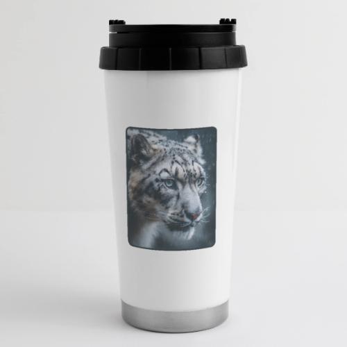 Snow Leopard Blue Eyes Design - 16 oz Travel Mug