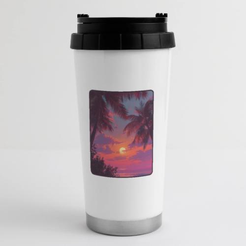 Tropical Sunset Palm Silhouette Design - 16 oz Travel Mug