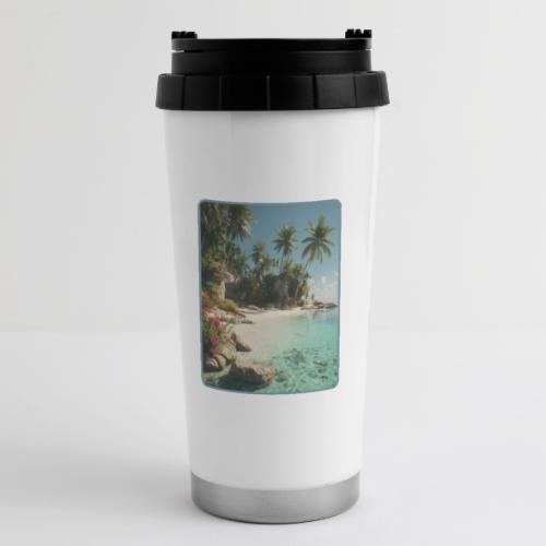 Serene Tropical Beach Floral Design - 16 oz Travel Mug