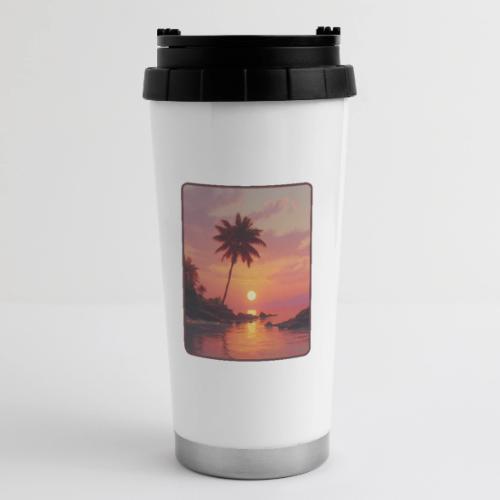 Tropical Beach Sunset Palm Design - 16 oz Travel Mug