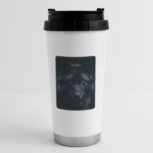 Black Wolf Intense Eyes Portrait Design - 16 oz Travel Mug