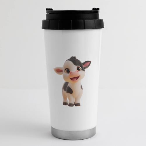 Joyful Cartoon Baby Cow Standing - 16 oz Travel Mug