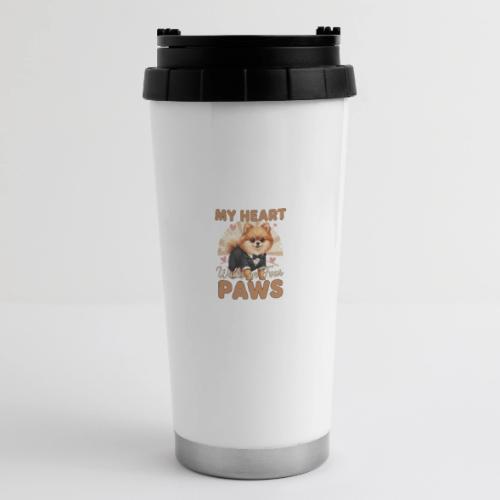 My Heart Walks on Four Paws – Pomeranian tee - 16 oz Travel Mug