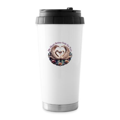 My Heart Swims Only for You Swan Heart T-Shirt - 16 oz Travel Mug