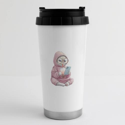 Cool Cat Bubble Tea Cartoon Design - 16 oz Travel Mug