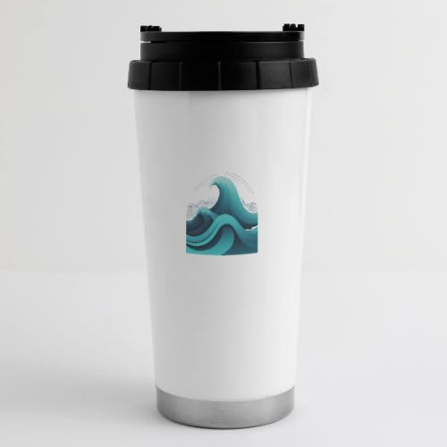 Dynamic Ocean Wave Illustration - 16 oz Travel Mug