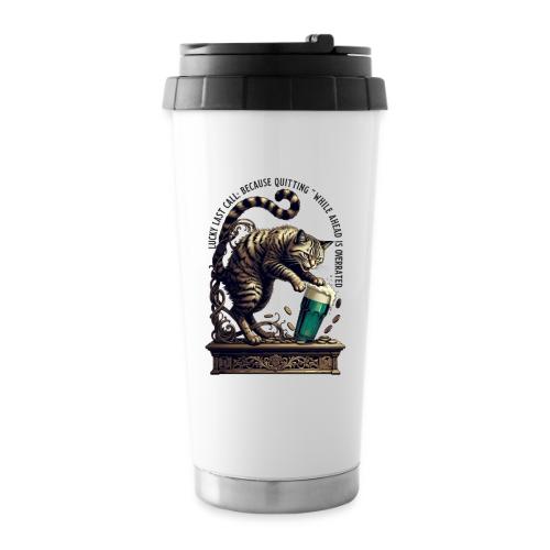 Lucky Last Call Cat Graphic Tee - 16 oz Travel Mug