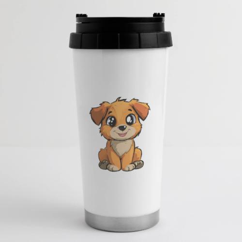 Cute Sitting Puppy Cartoon with Big Eyes - 16 oz Travel Mug