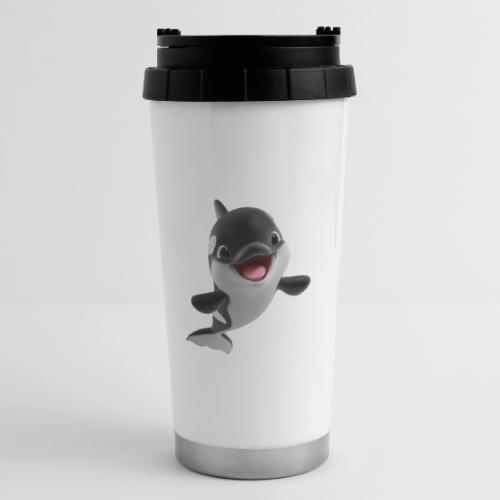Smiling Cartoon Baby Orca - 16 oz Travel Mug