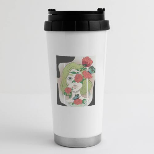 Girl with Rose Vine - 16 oz Travel Mug