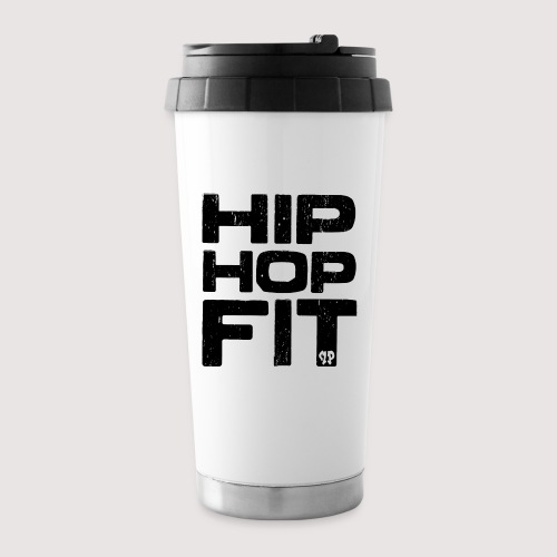 Hip-Hop Fit logo (Black distressed) - Travel Mug