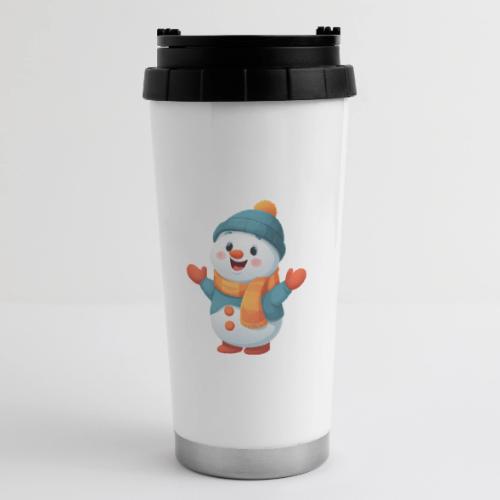 Joyful Cartoon Snowman with Winter Outfit - 16 oz Travel Mug