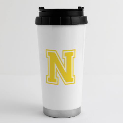 Letter N – Capital Athletic Alphabet Monogram - 16 oz Travel Mug