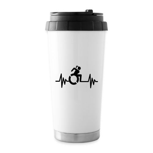 Wheelchair girl with a heartbeat. frequency # - Travel Mug