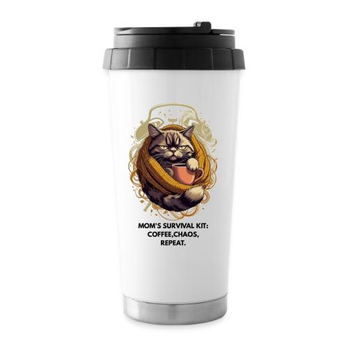 Powered by Sarcasm Cat Tee - 16 oz Travel Mug