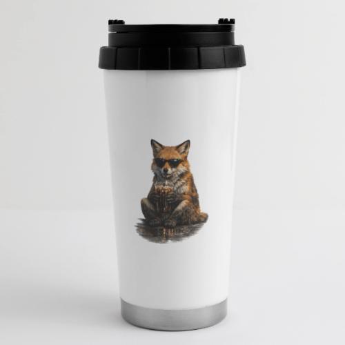 Cool Red Fox Wearing Sunglasses Drinking Coffee - 16 oz Travel Mug