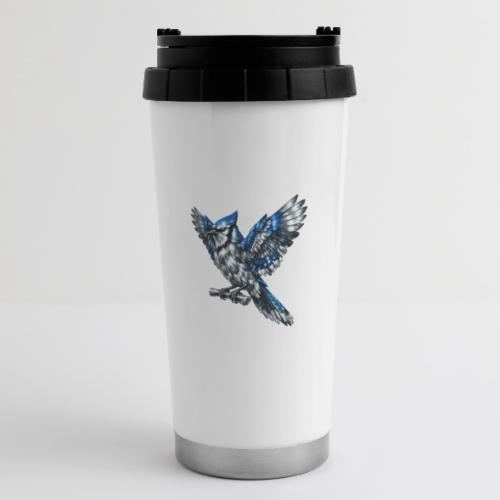 Silver Blue Jay Open Wing Perch - 16 oz Travel Mug