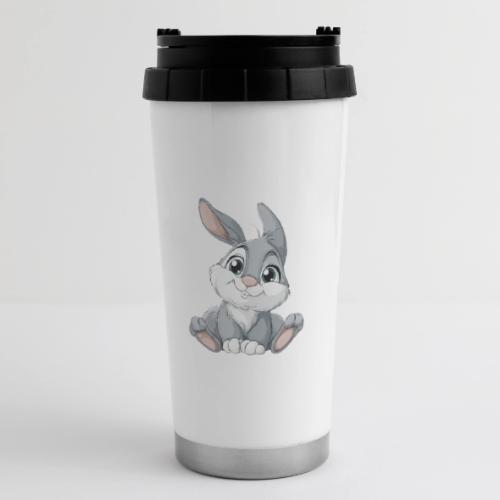 Joyful Grey and White Baby Rabbit Cartoon - 16 oz Travel Mug