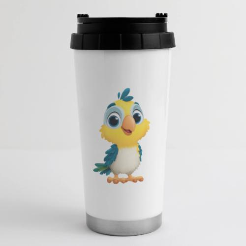 Playful Cartoon Parrot with Big Happy Eyes - 16 oz Travel Mug