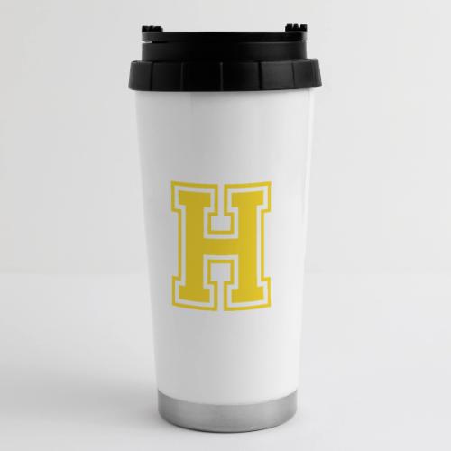 Letter H – Capital Athletic Alphabet Monogram - 16 oz Travel Mug