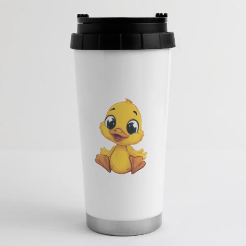 Sweet Yellow Cartoon Duck Sitting Happily - 16 oz Travel Mug