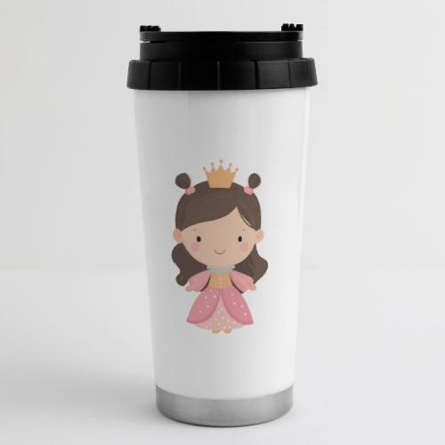 Cute Cartoon Little Princess Standing and Smiling - 16 oz Travel Mug