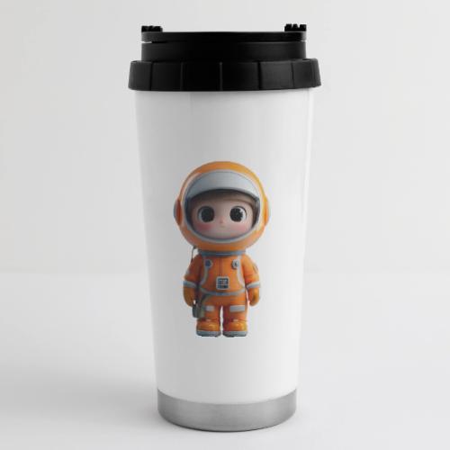 Cute Cartoon Astronaut in Orange Suit - 16 oz Travel Mug