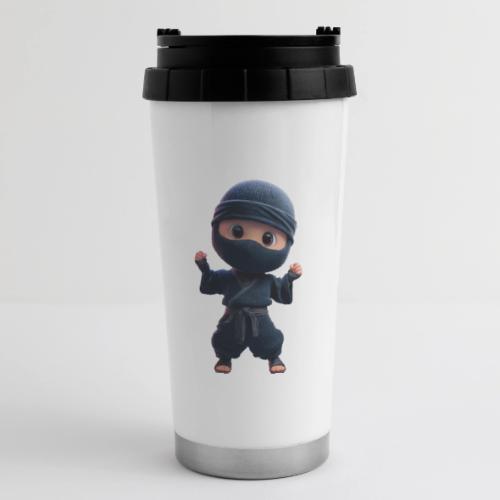 Cute Cartoon Ninja Toddler in Fight Pose - 16 oz Travel Mug