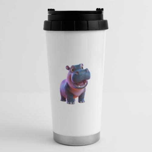 Smiling Cartoon Baby Hippo Standing - 16 oz Travel Mug