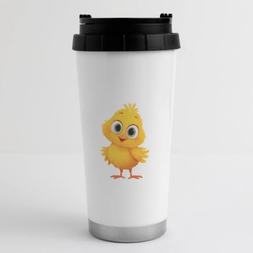 Sweet Yellow Cartoon Chick with Joyful Smile - 16 oz Travel Mug