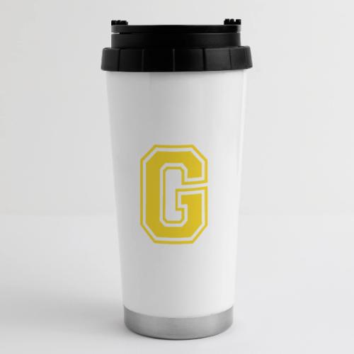 Letter G – Capital Athletic Alphabet Monogram - 16 oz Travel Mug