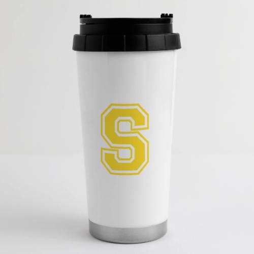 Letter S – Capital Athletic Alphabet Monogram - 16 oz Travel Mug