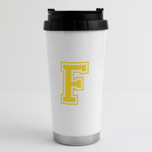 Letter F – Capital Athletic Alphabet Monogram - 16 oz Travel Mug