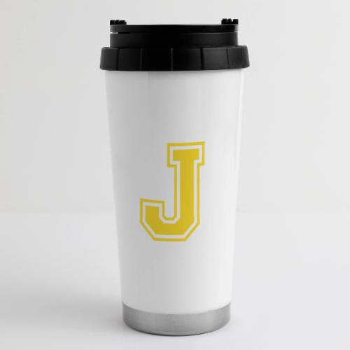 Letter J – Capital Athletic Alphabet Monogram - 16 oz Travel Mug