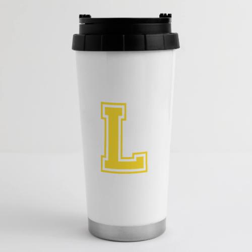 Letter L – Capital Athletic Alphabet Monogram - 16 oz Travel Mug