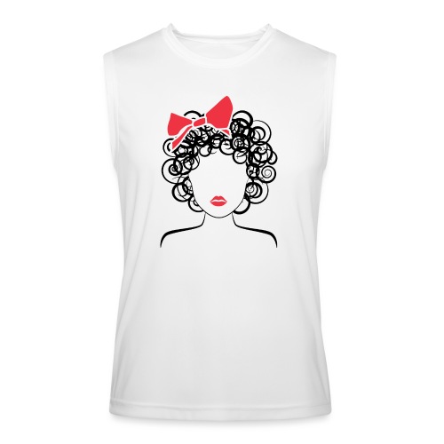 Coily Girl with Red Bow_Global Couture_logo Long S - Men’s Performance Sleeveless Shirt